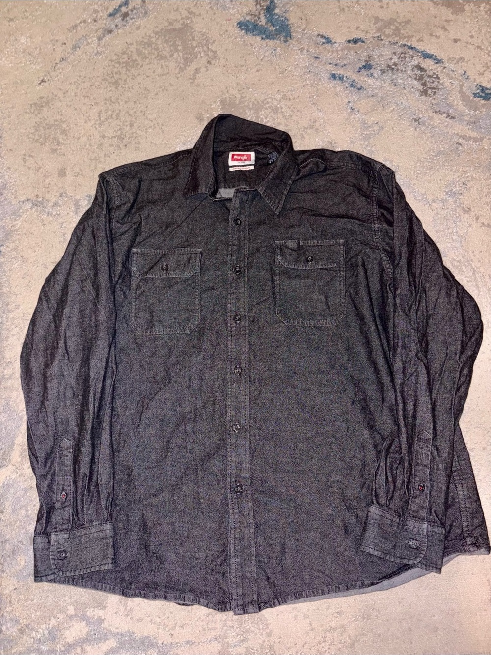 Wrangler Flex Gray Long Sleeve Denim Button Shirt